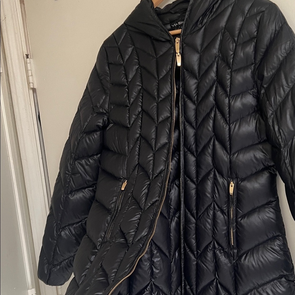 Via Spiga Black Quilted Down Fill Trench Puffer Coat L - Picture 4 of 8